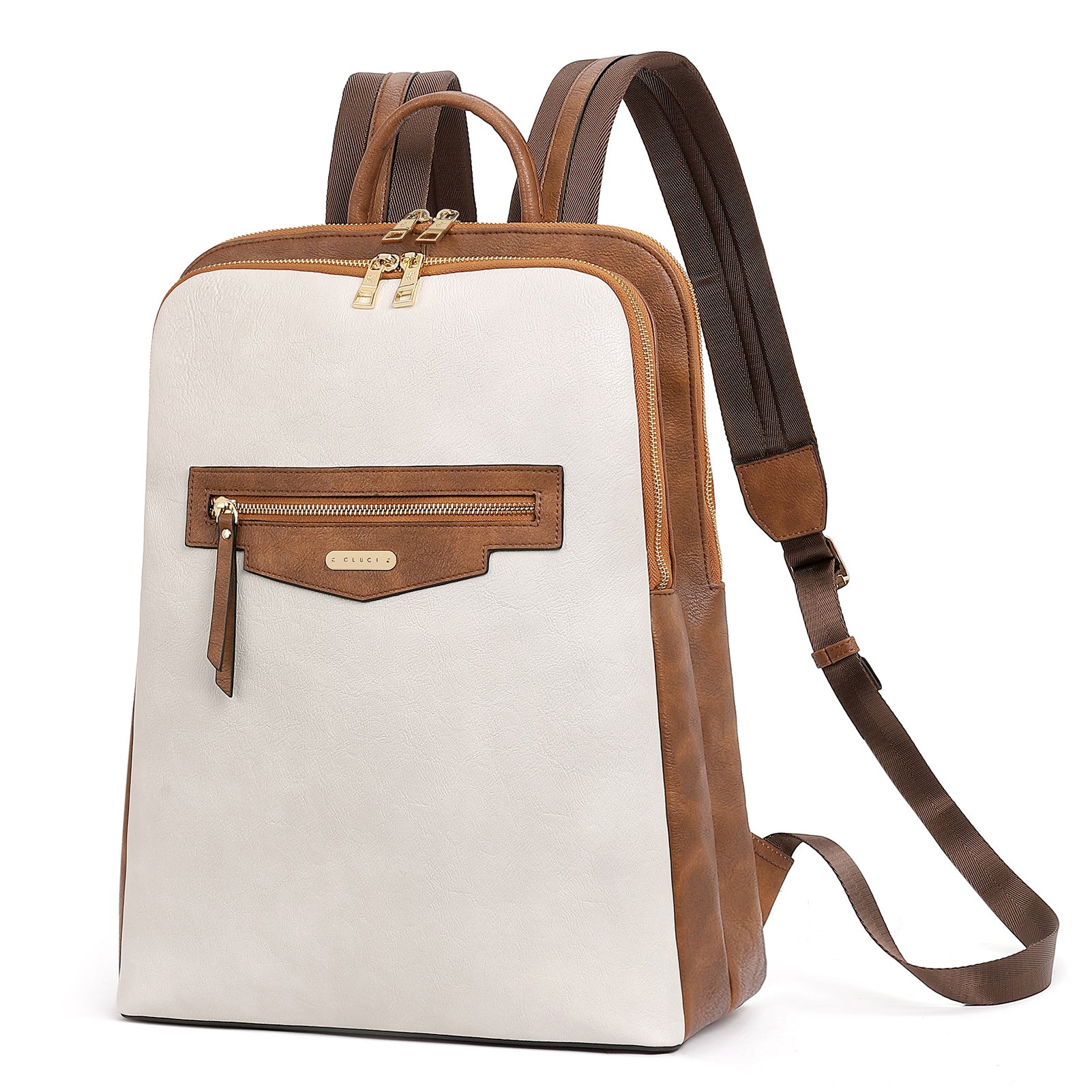 CLUCI Leather Laptop Backpack for Women 15.6 inch Computer Bag Travel