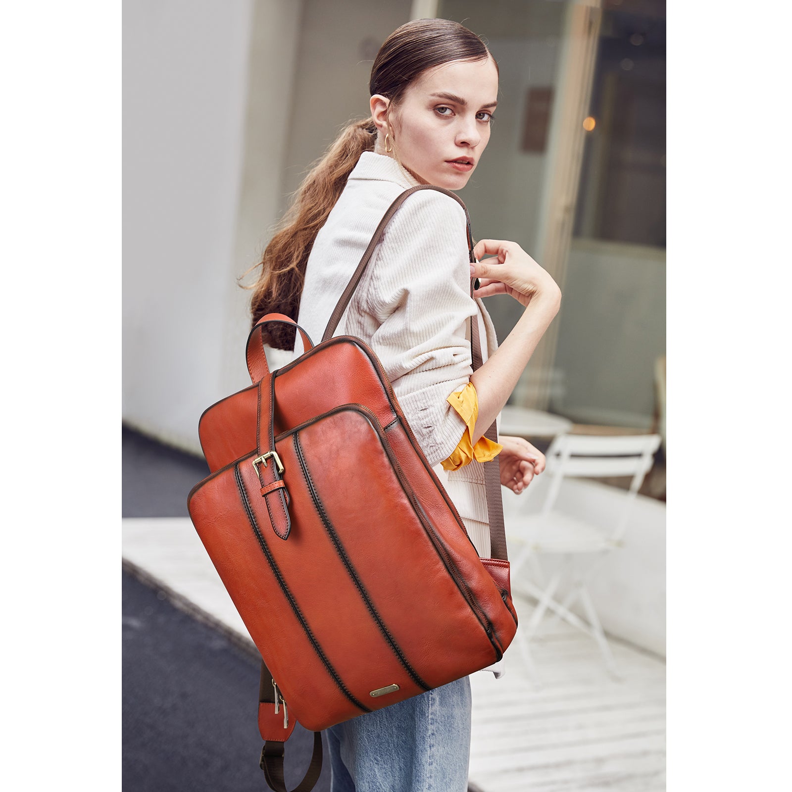 Leather Laptop Rucksack - Vintage & Fashion Backpack | ROSKA – Eiken Shop