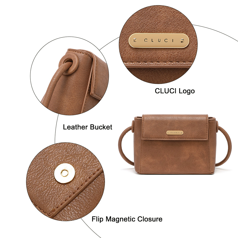 Buy CLUCI Crossbody Bags for Women Small Leather Purse Travel Ladies  Designer Triple Pockets Vintage Handbags Shoulder Bags Black with Brown at  Amazon.in