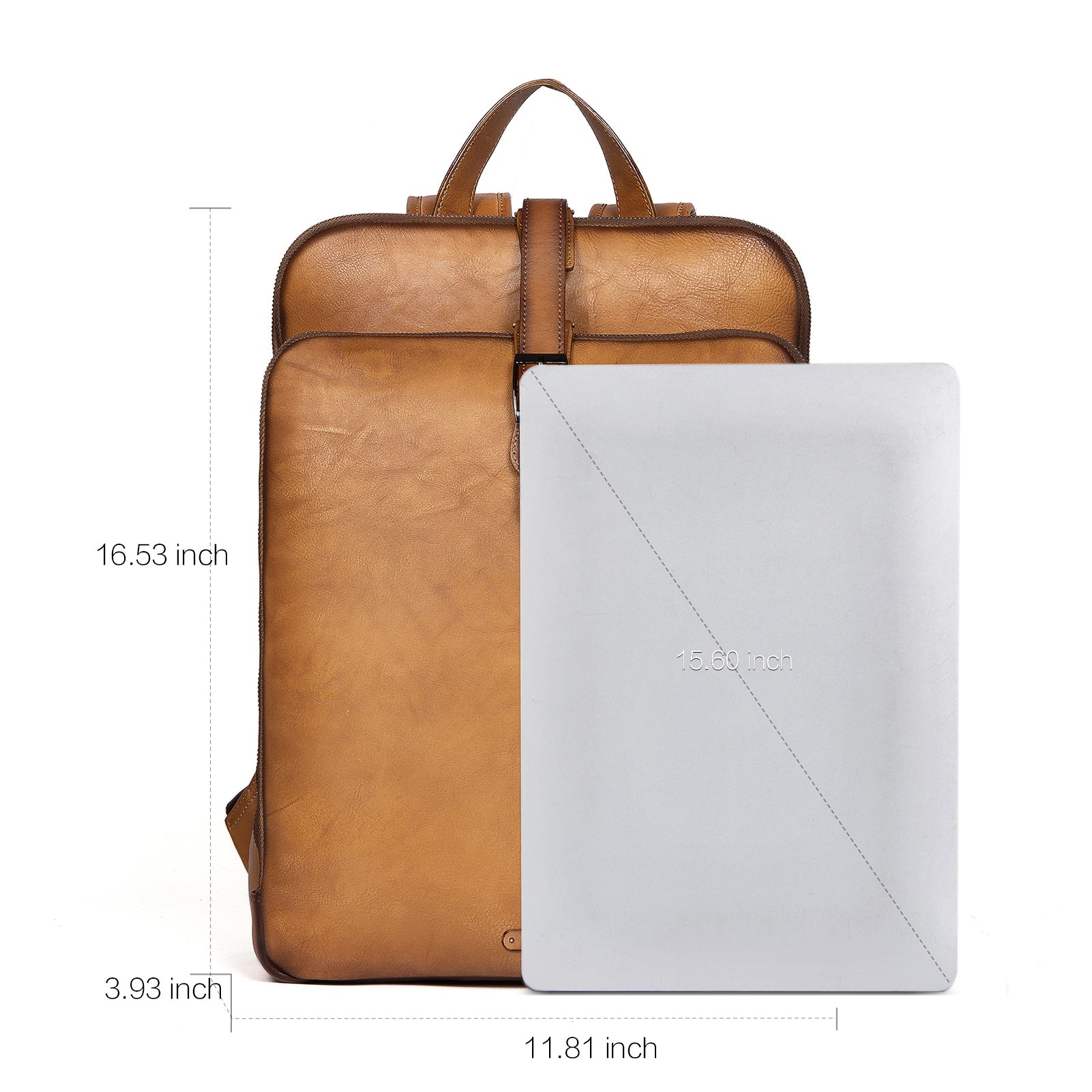 Koch  Vintage Full Grain Vegetable Tanned Leather Backpack For Work