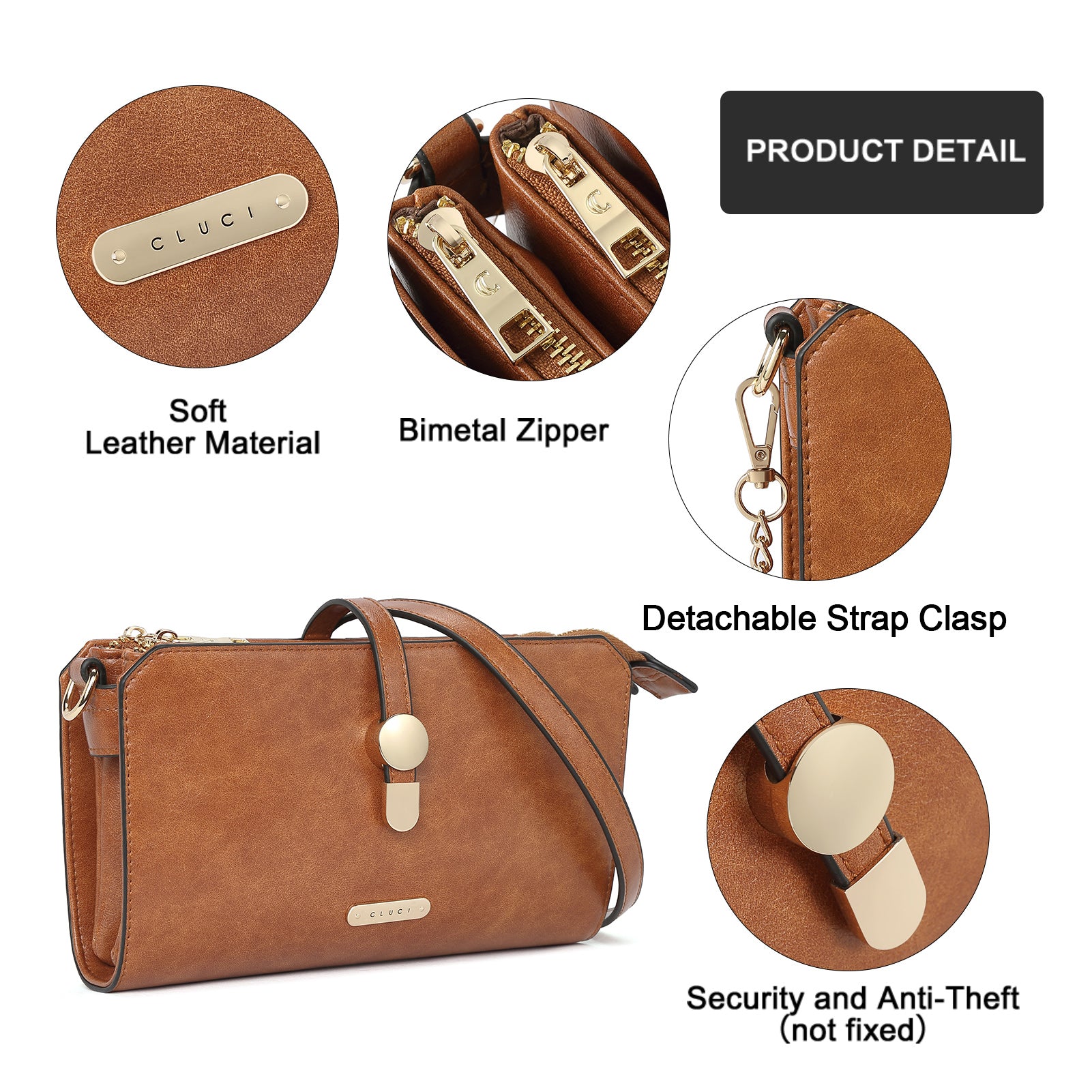 Buy Women's Wristlet Leather Mini Crossbody Bag, Clutch Purse