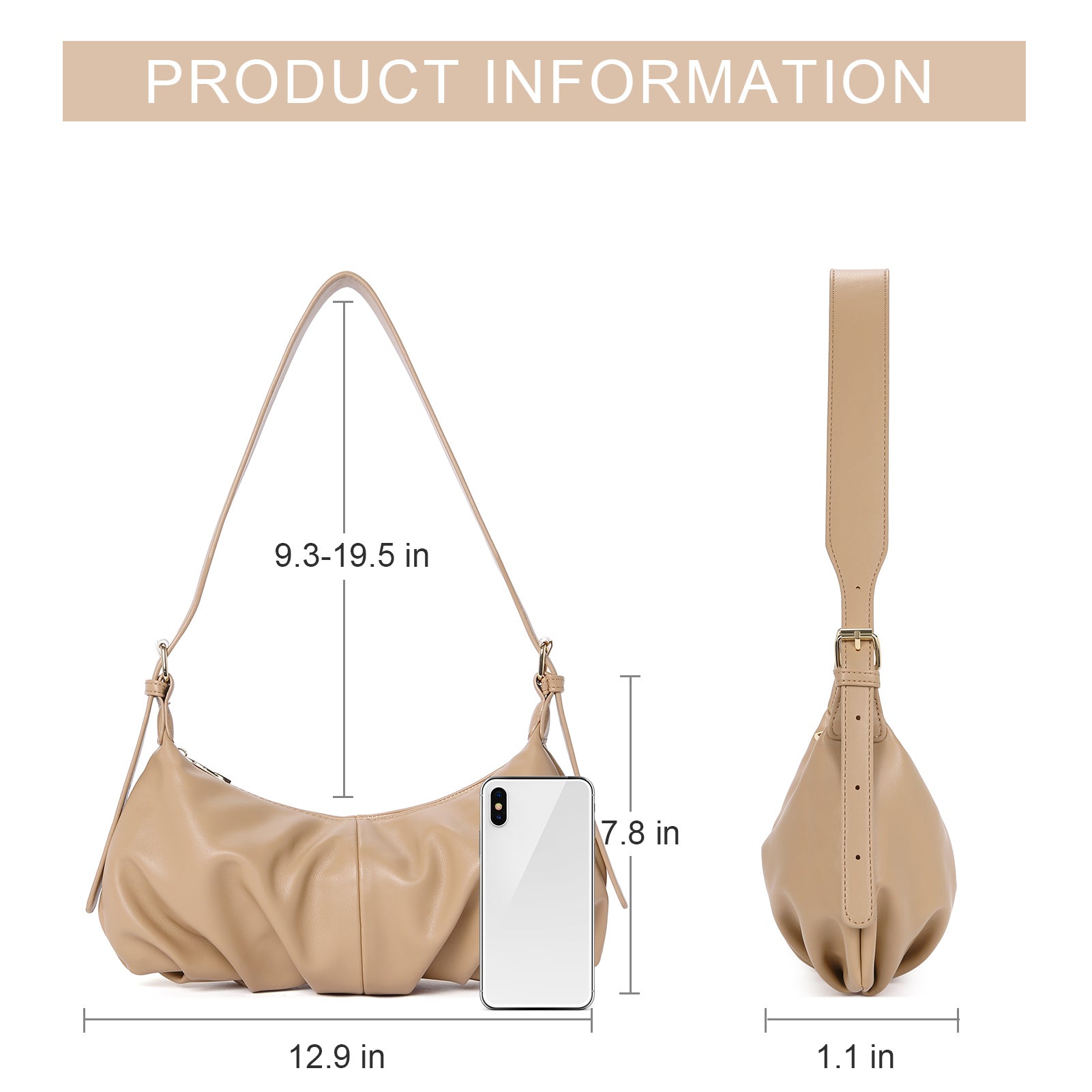 CLUCI Small Hobo Bags for Women Dumpling Shoulder Bag Soft Leather Ladies Clutch Purses with Adjustable Strap