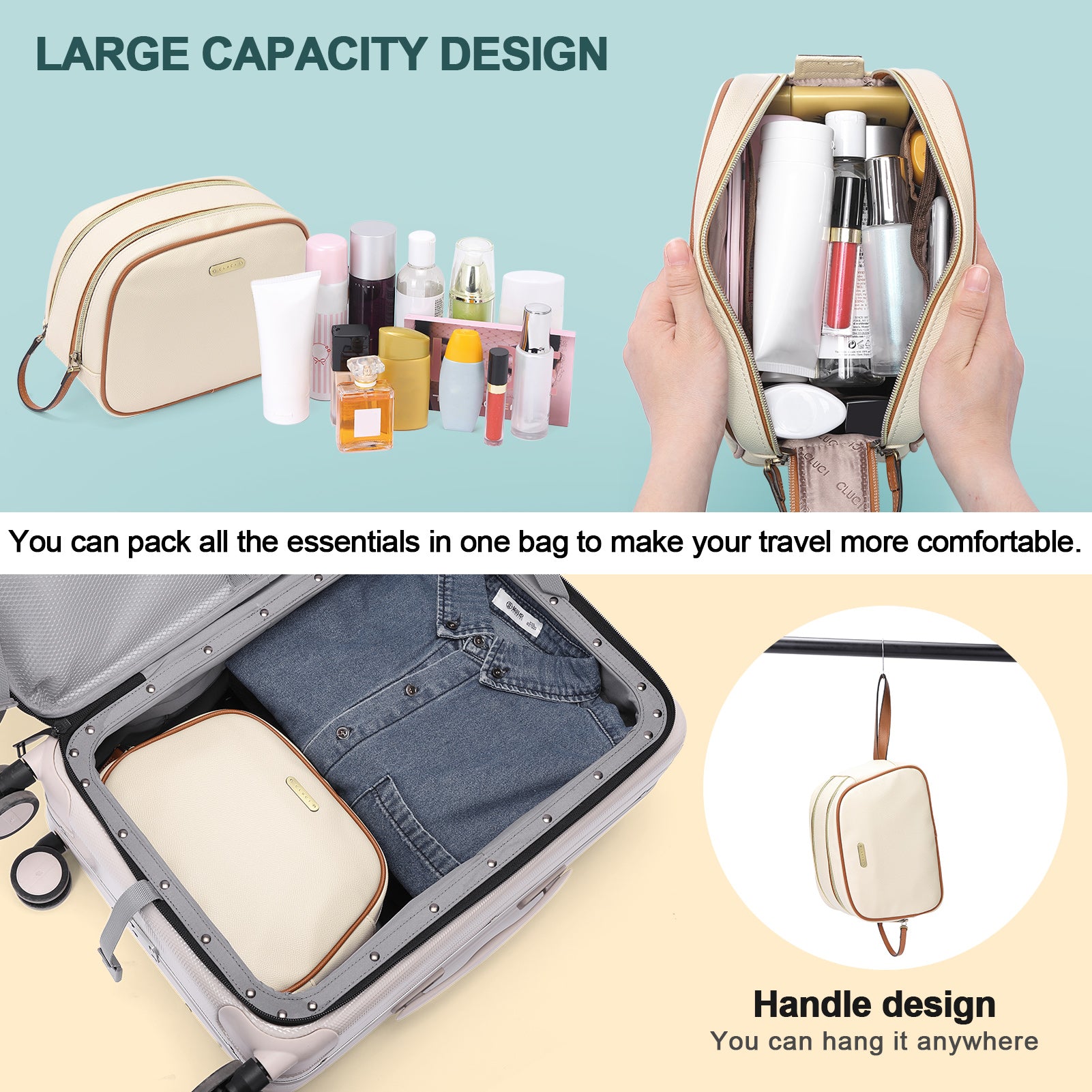 Small travel outlet makeup bag