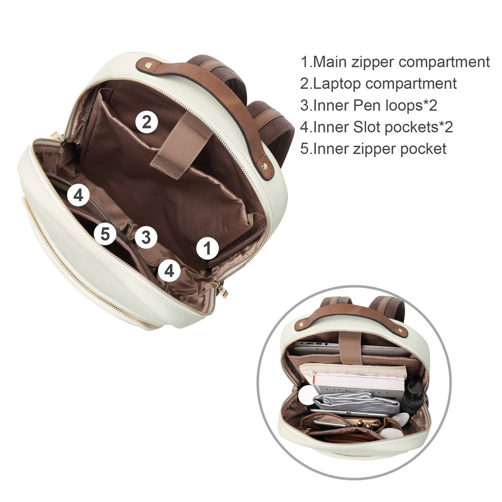 CLUCI Leather Laptop Backpack Purse for Women 15.6 inch Computer Backp