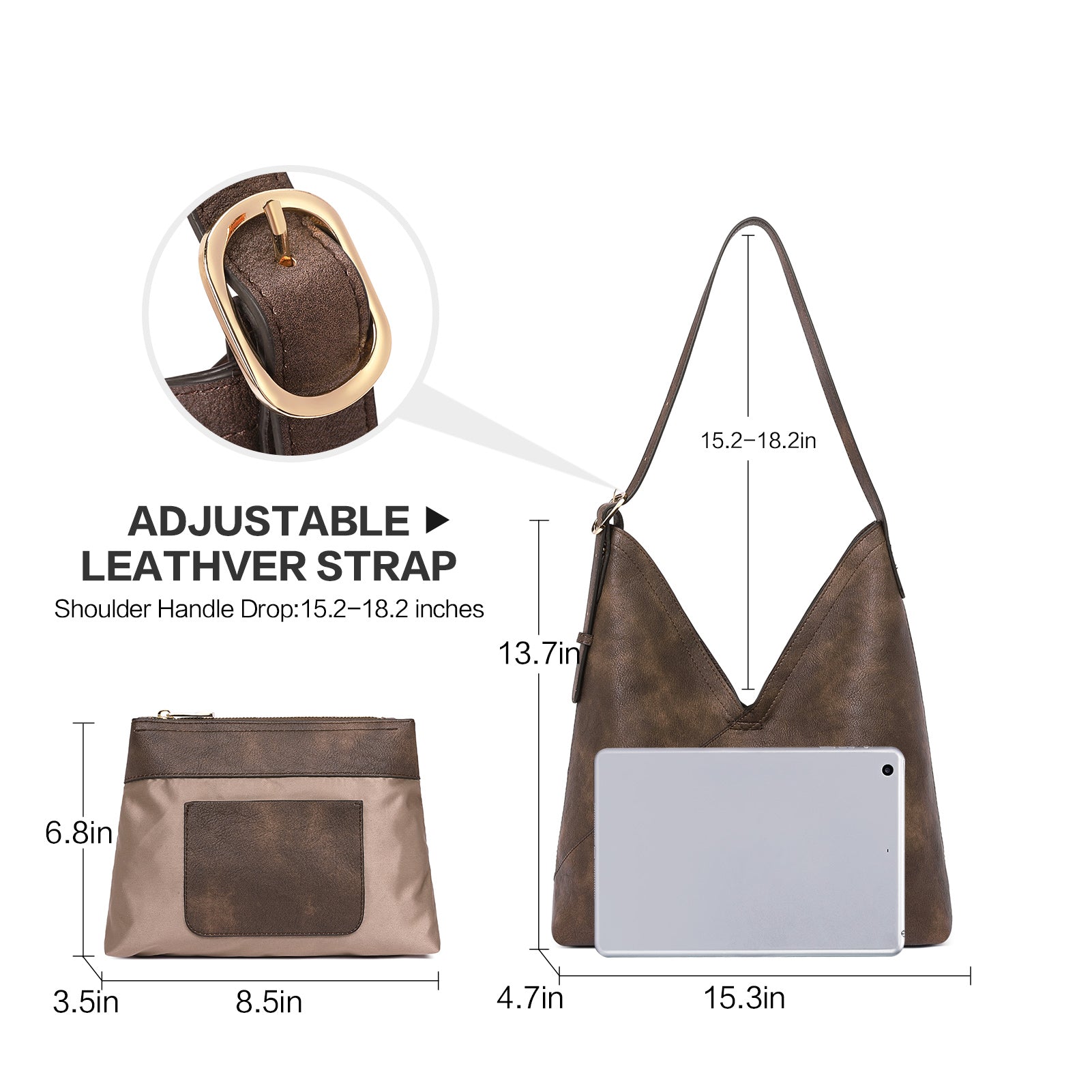 CLUCI Hobo Bags for Women Vegan Leather Purses Designer Handbags Tote Fashion Large Ladies Shoulder Bag