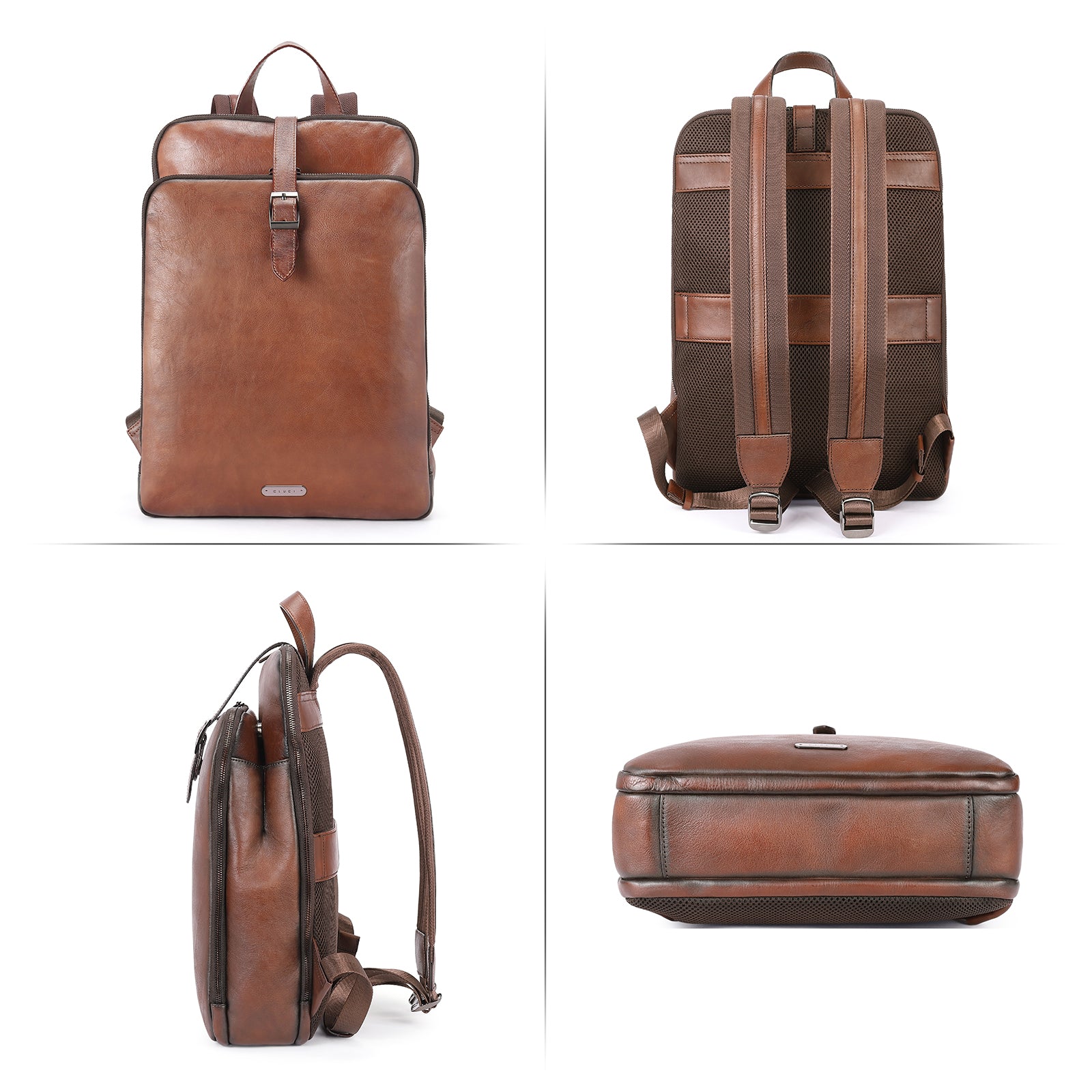 Koch  Vintage Full Grain Vegetable Tanned Leather Backpack For Work