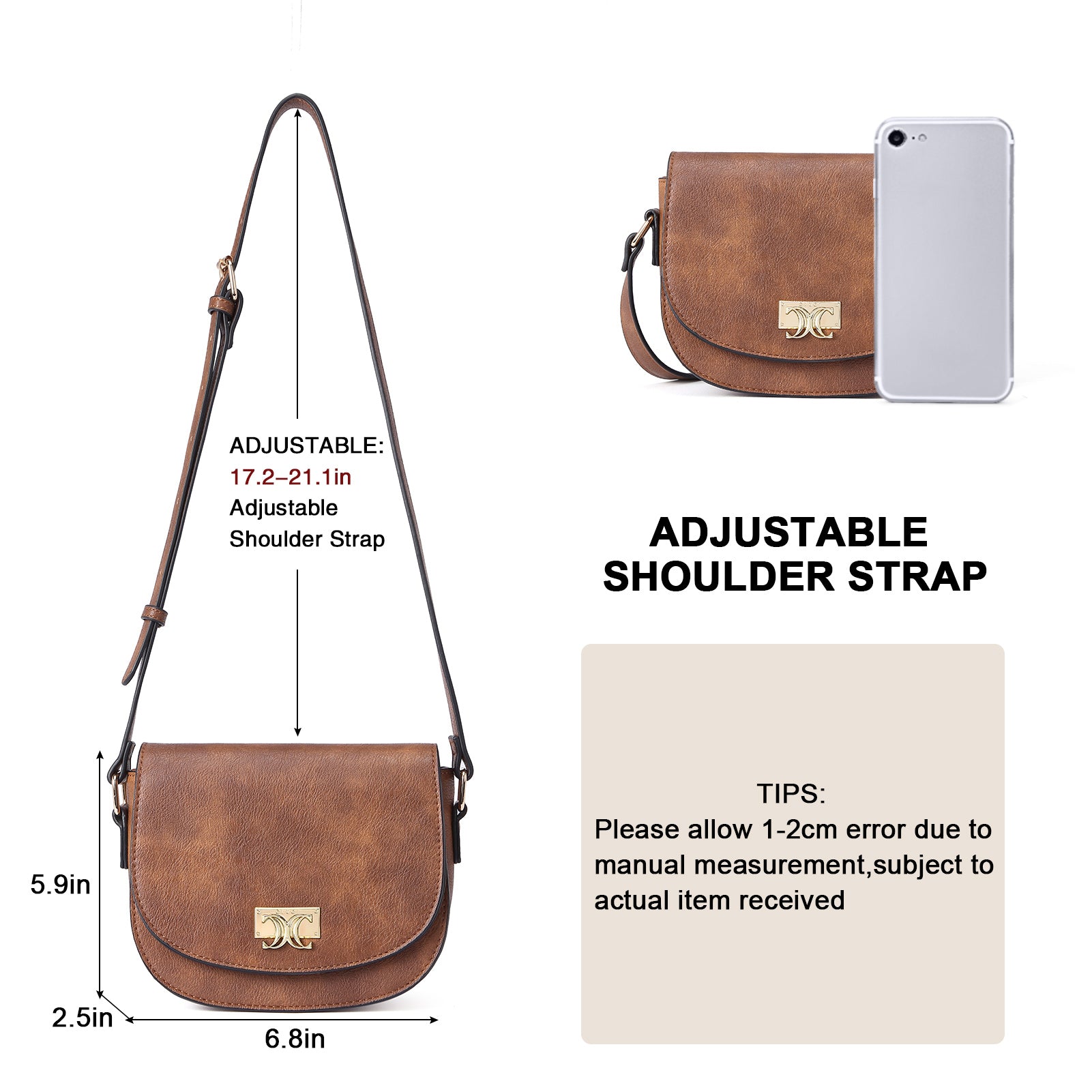 CLUCI Small Crossbody Bags for Women Vegan Leather Shoulder Saddle Purses Travel Handbags