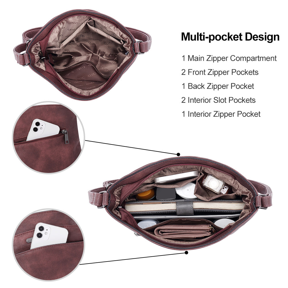 Amos Triple Pockets Vintage Crossbody Bag