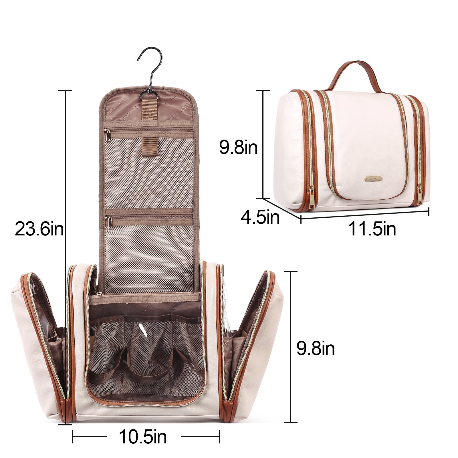 CLUCI Toiletry Bag Hanging Travel Organizer with Transparent Cosmetic
