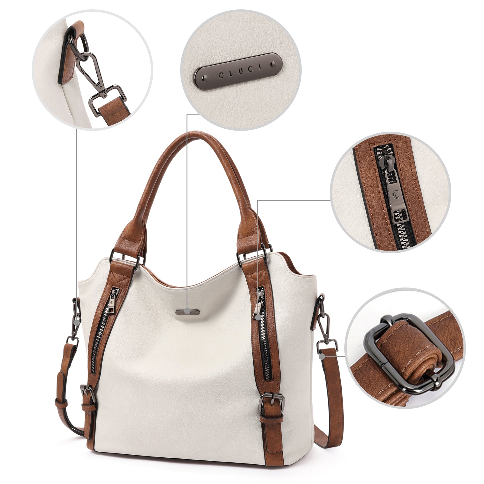 CLUCI Hobo Bags for Women Vegan Leather Handbags Large Tote Ladies Pur