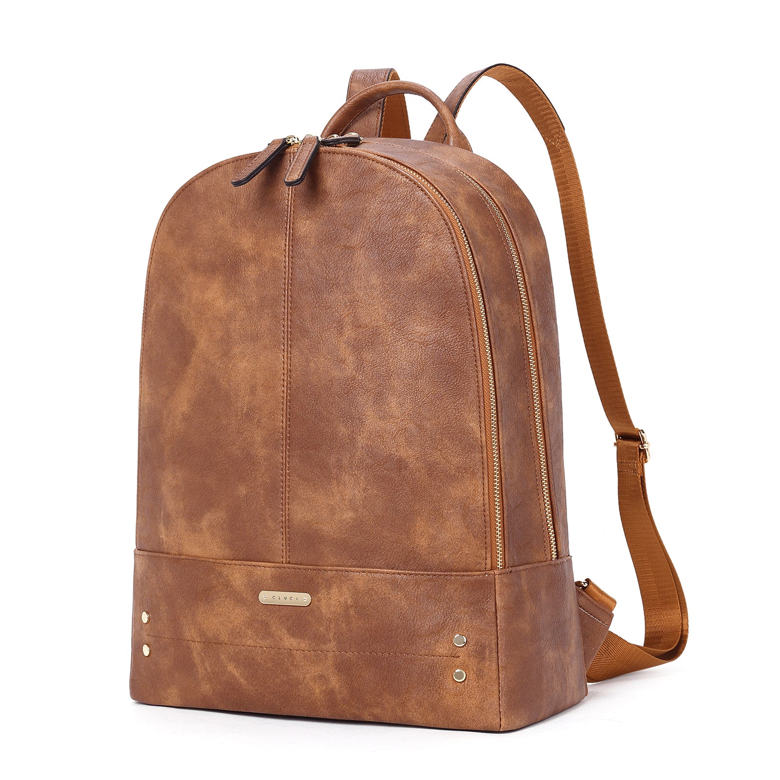 CLUCI Laptop Backpack for Women Leather 15.6 inch Computer Backpack Travel Vintage Large College Bag