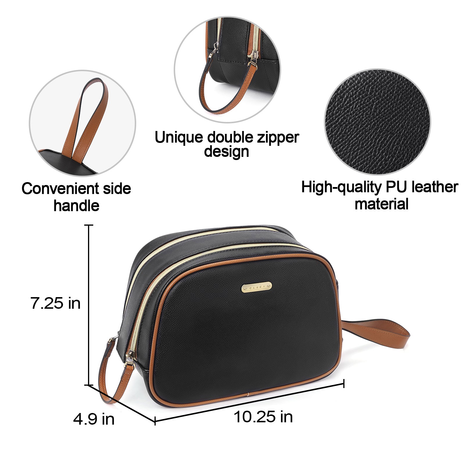 CLUCI Toiletry Bag for women / men Leather Travel Bag Water-resistant
