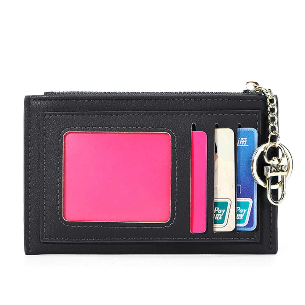 CLUCI Womens Small Leather Wallet Coin Slim Zipper Pocket Credit Card Holder with Keychain