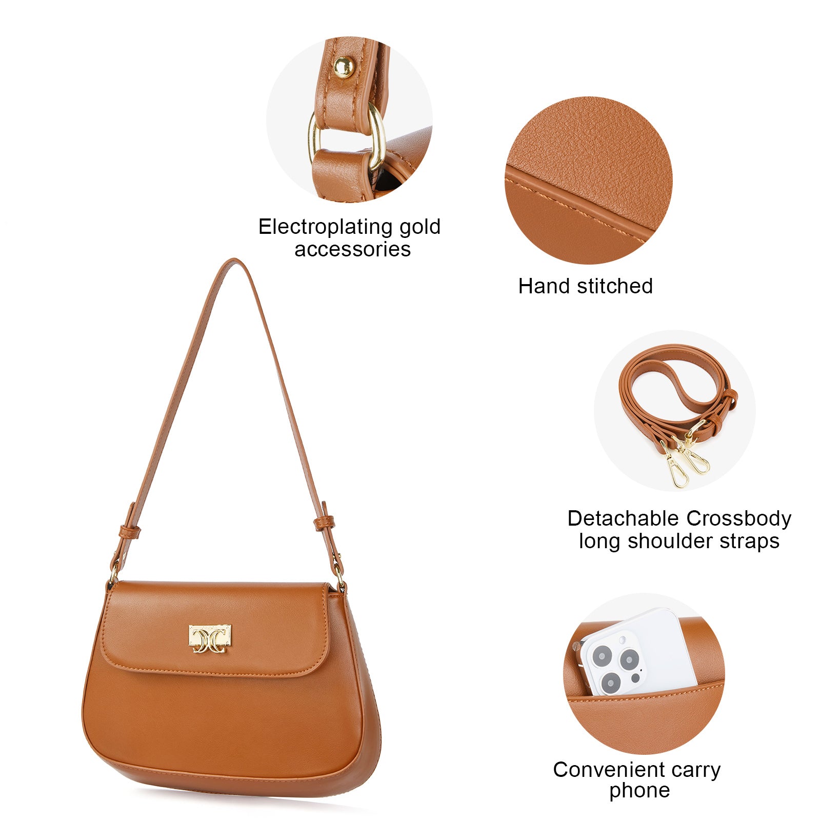 CLUCI Purses for women Small Shoulder Bag Cute Clutch Designer Tote Handbags Leather Crossbody Hobo purse