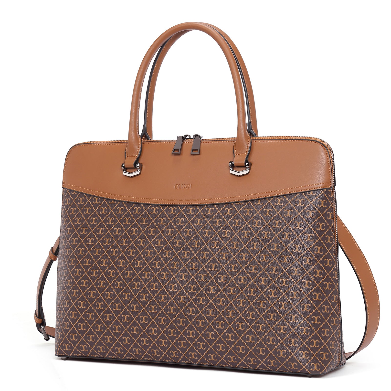 CLUCI Leather Briefcase for Women 15.6 Inch Laptop Business Vintage Slim Ladies Shoulder Bag