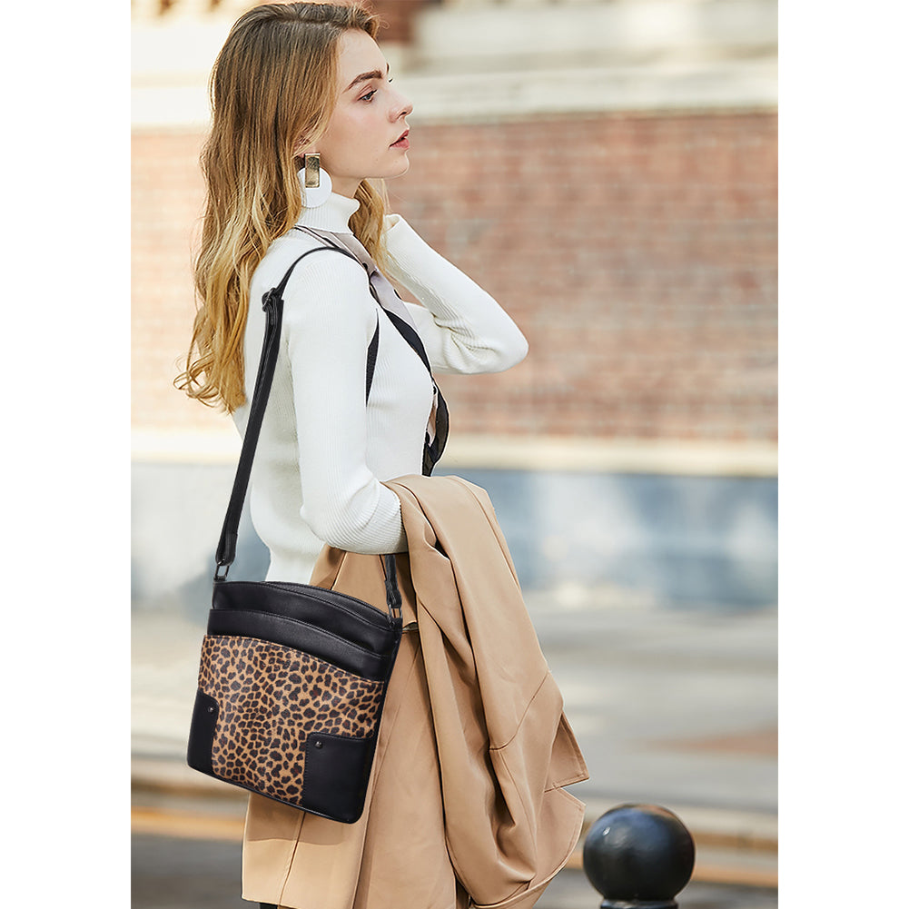 Amos Triple Pockets Vintage Crossbody Bag | Creative Pattern