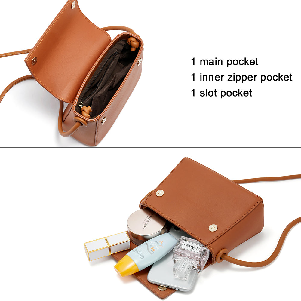 LBCIGOR Woven Leather Handbags, Small Crossbody Bag for Women, Shoulder Bag  Clutch Purse with Zipper and PU Mini Tote Bag