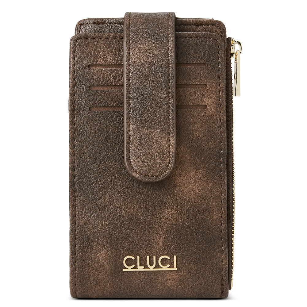 CLUCI Minimalist Card Holder Wallet for Women RFID Slim Vegan Leather Bifold Wallets Multi Card Organizer Zipper Coin Purse Ladies Clutch