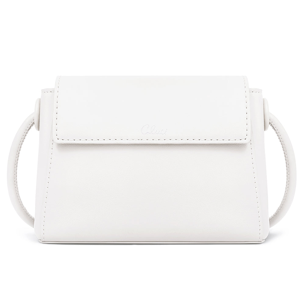 Small Crossbody Bags for Women Vegan Leather Flap Fashion Ladies Travel Shoulder Purse with Adjustable Strap | Cluci, White