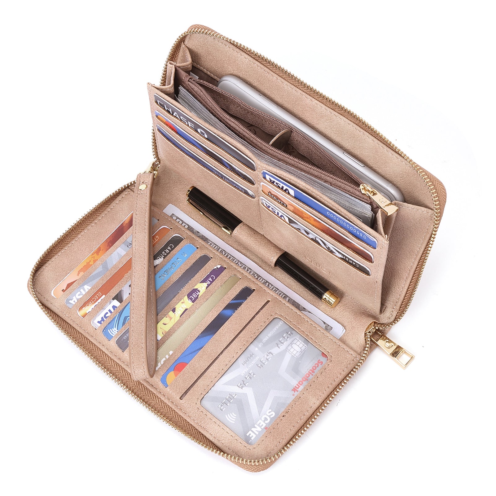 CLUCI Women Wallet Large Leather RFID Blocking Designer Zip Around Car