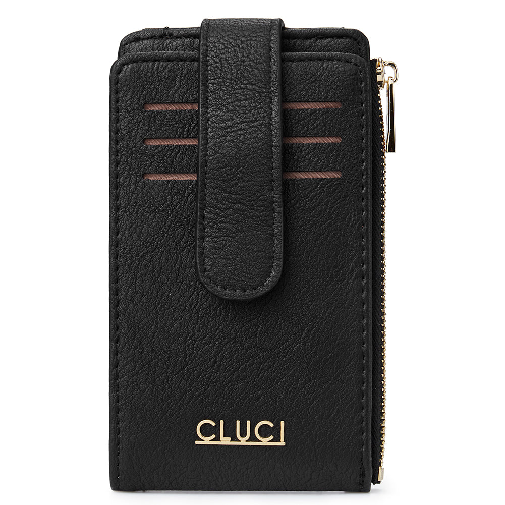 CLUCI Minimalist Card Holder Wallet for Women RFID Slim Vegan Leather Bifold Wallets Multi Card Organizer Zipper Coin Purse Ladies Clutch