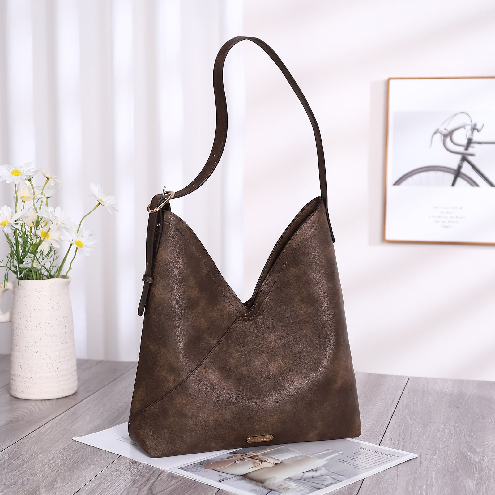 CLUCI Hobo Bags for Women Vegan Leather Purses Designer Handbags Tote Fashion Large Ladies Shoulder Bag