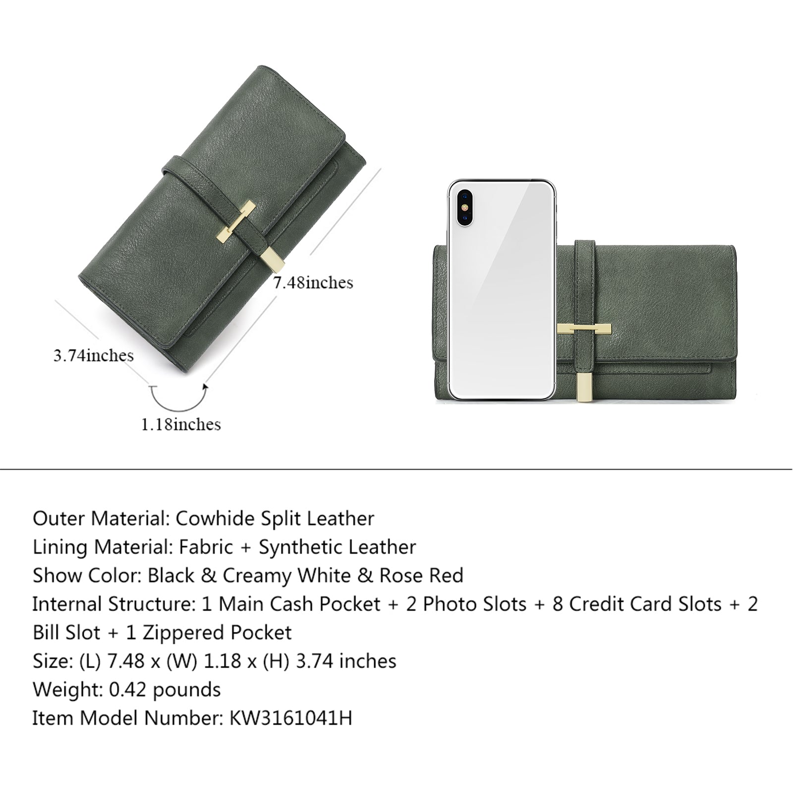 CLUCI Leather Wallet for Women Slim Designer Trifold Ladies Credit Card Holder