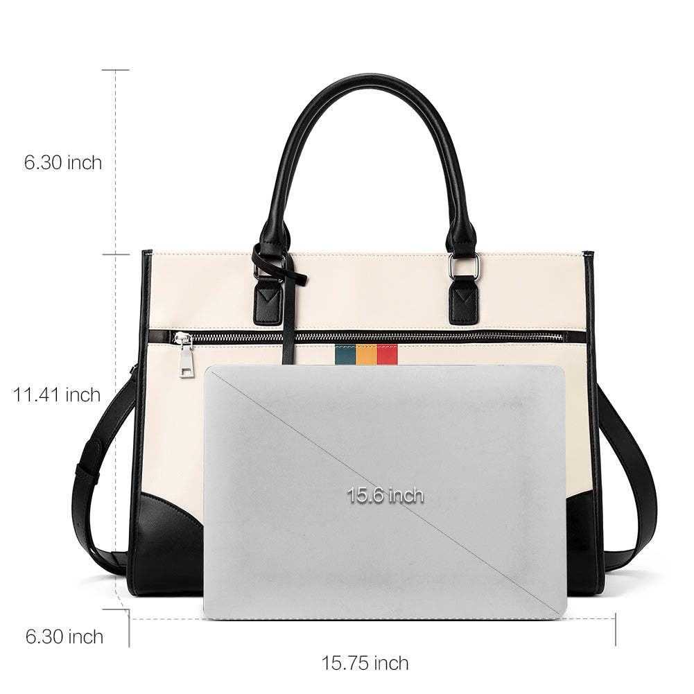 CLUCI Womens Briefcase Oil Wax Leather 15.6 Inch Laptop Business Vintage Ladies Large Capacity Shoulder Bag Black