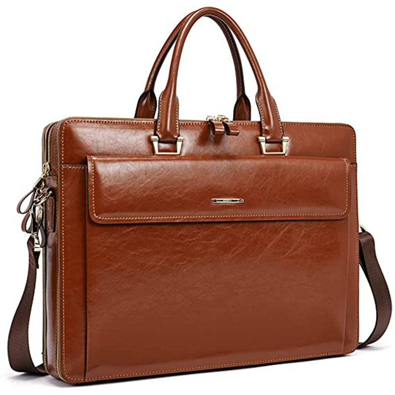 Davison Womens Slim Leather Briefcase  Carry 15.6 Inch Laptop