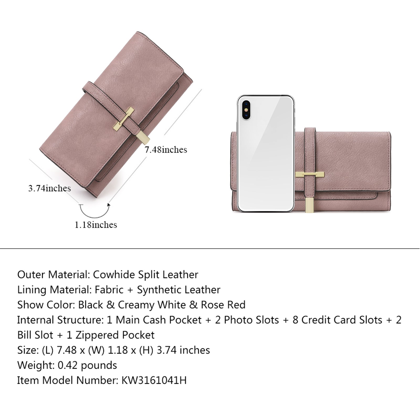 CLUCI Leather Wallet for Women Slim Designer Trifold Ladies Credit Card Holder