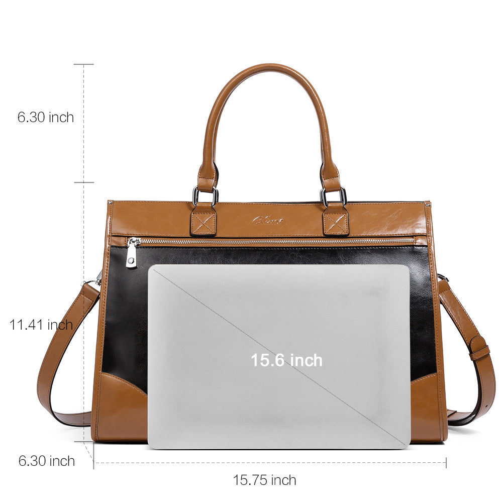 Lauren Ladies Wax Leather Briefcase Purse Laptop Bag