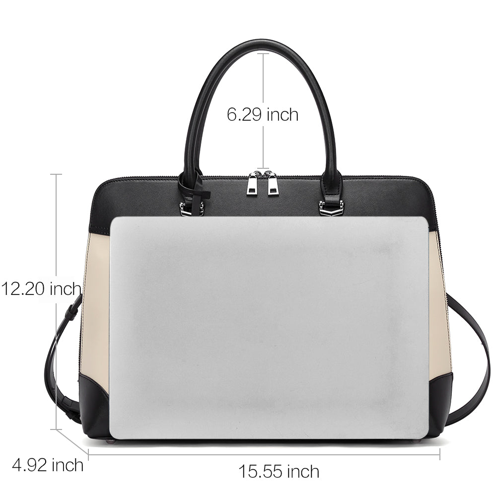 Claire Large Senior Leather Color Blocking Briefcase For Women | CLUCI