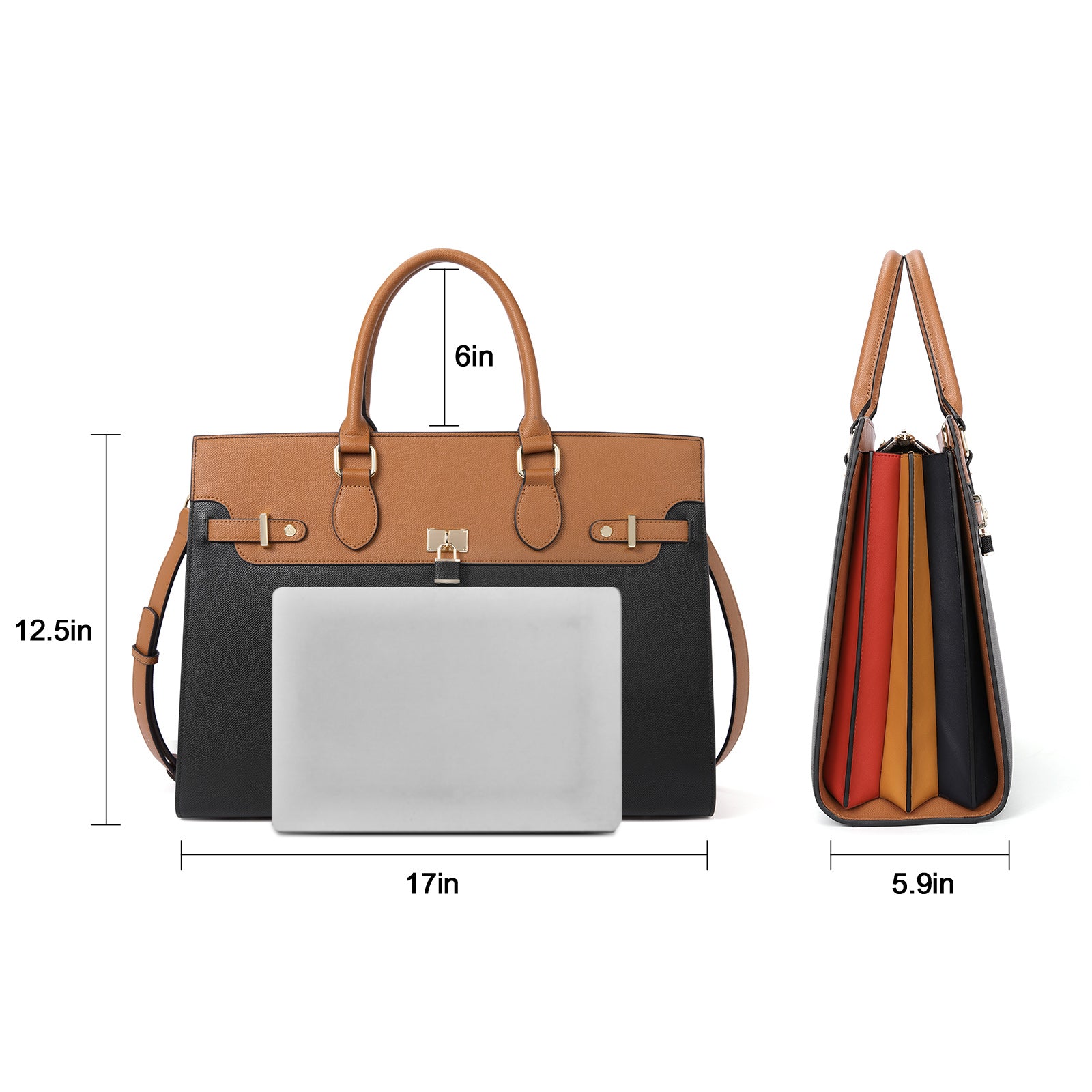 CLUCI Leather Briefcase for Women 15.6" Large Laptop Bag Computer Shoulder Bag Napa Pattern