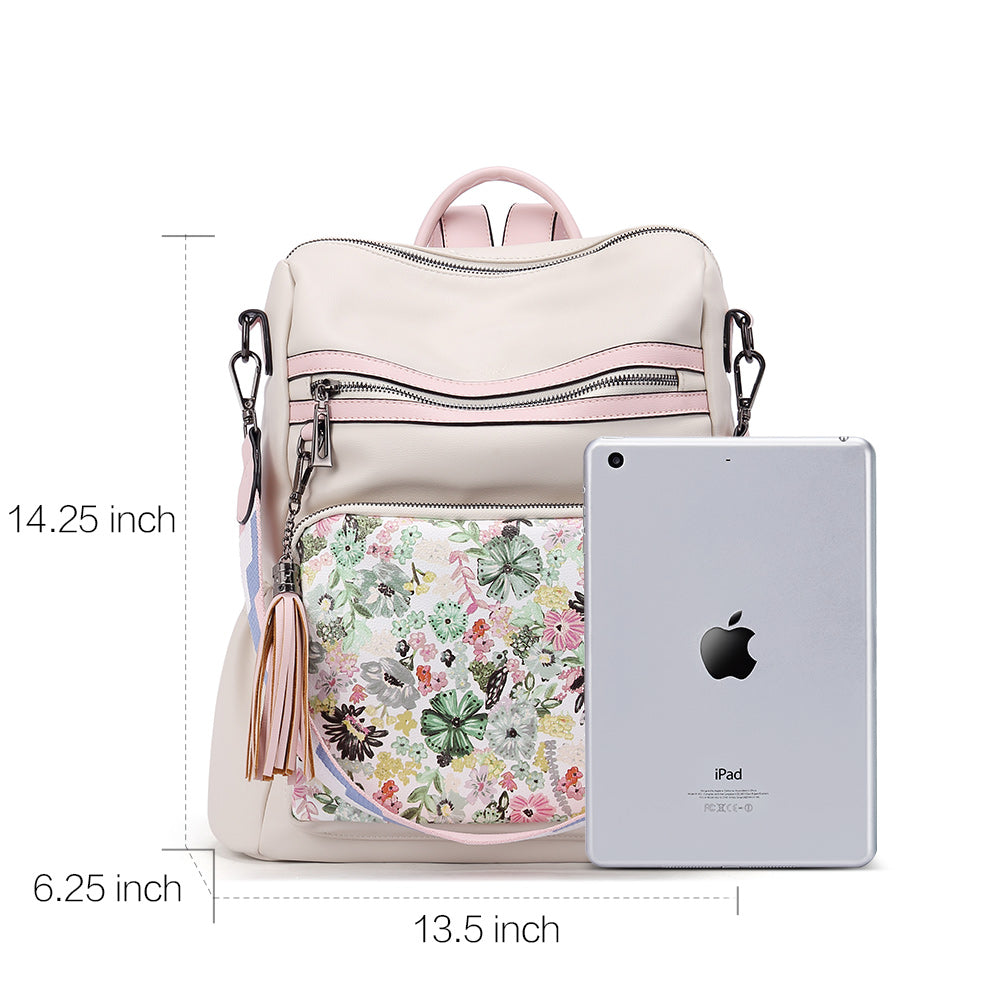 Fashion Designer Women's Backpack Vintage Print Leather Backpack Casual  Anti theft Ladies Travel Backpack Girls School Backpack