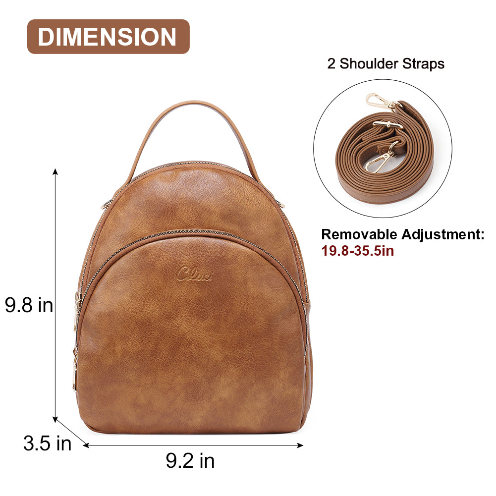 Small Backpack Purse for Women Cute Leather Backpack Teen Girls Fashion Convertible Travel Designer Daypack | Cluci, Brown
