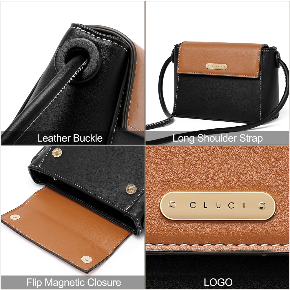 CLUCI Small Crossbody Bags for Women Vegan Leather Flap Fashion Ladies Travel Shoulder Purse with Adjustable Strap