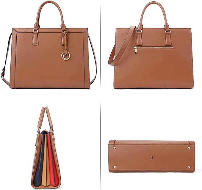 CLUCI Leather Briefcase for Women Laptop 15.6 Inch Slim Business Ladies Work Shoulder Bag