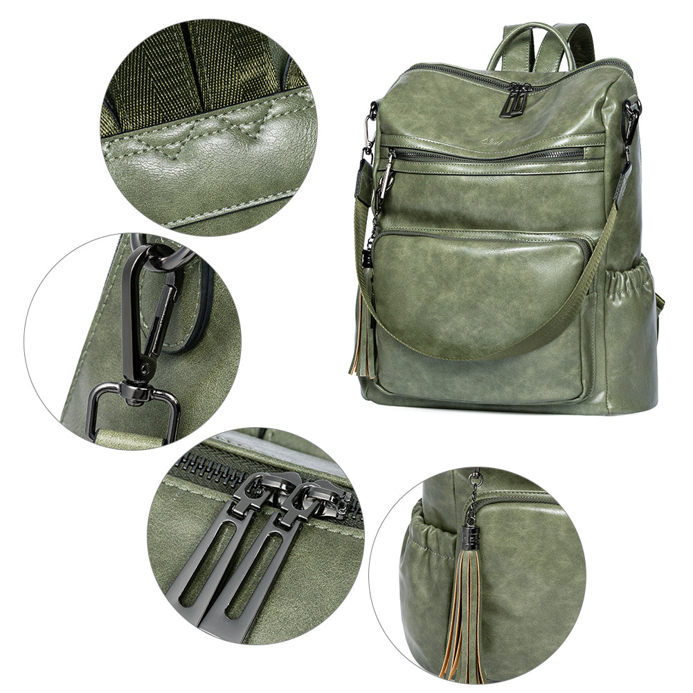 Greene Women's Leather Backpack Purse For Commuting | Oil Wax