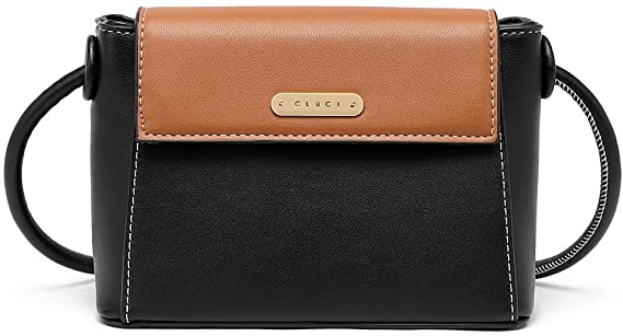 Small Crossbody Bags for Women Vegan Leather Flap Fashion Ladies Travel Shoulder Purse with Adjustable Strap | Cluci, Black with Brown