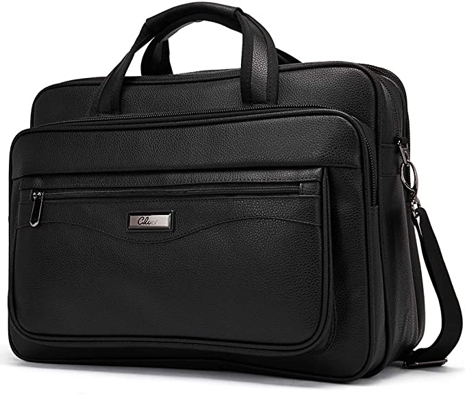 Cluci Leather Briefcase For Men Large Capacity 15.6 Inch Laptop Busine