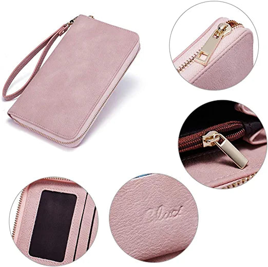 CLUCI Womens Small Leather Wallet Coin Slim Zipper Pocket Credit Card