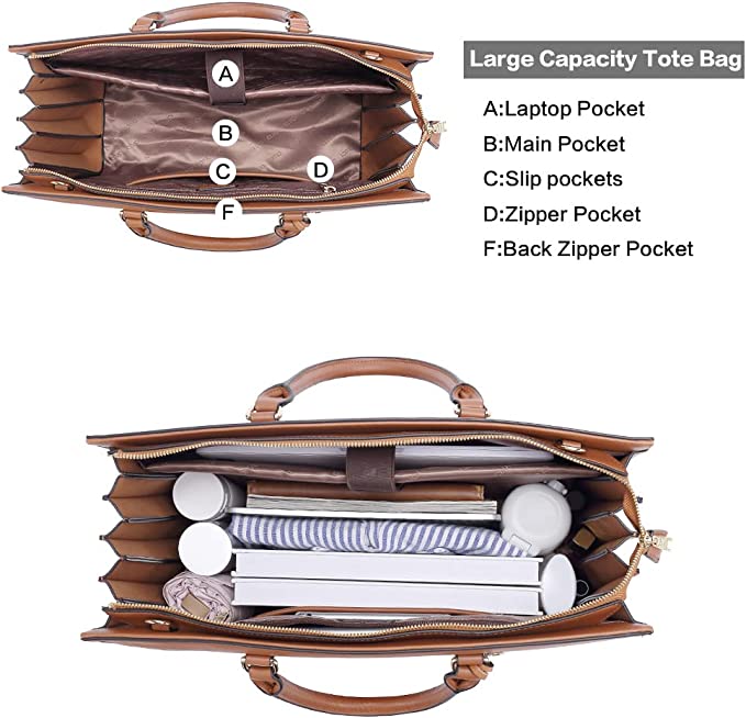 CLUCI Leather Briefcase for Women Laptop 15.6 Inch Slim Business Ladies Work Shoulder Bag
