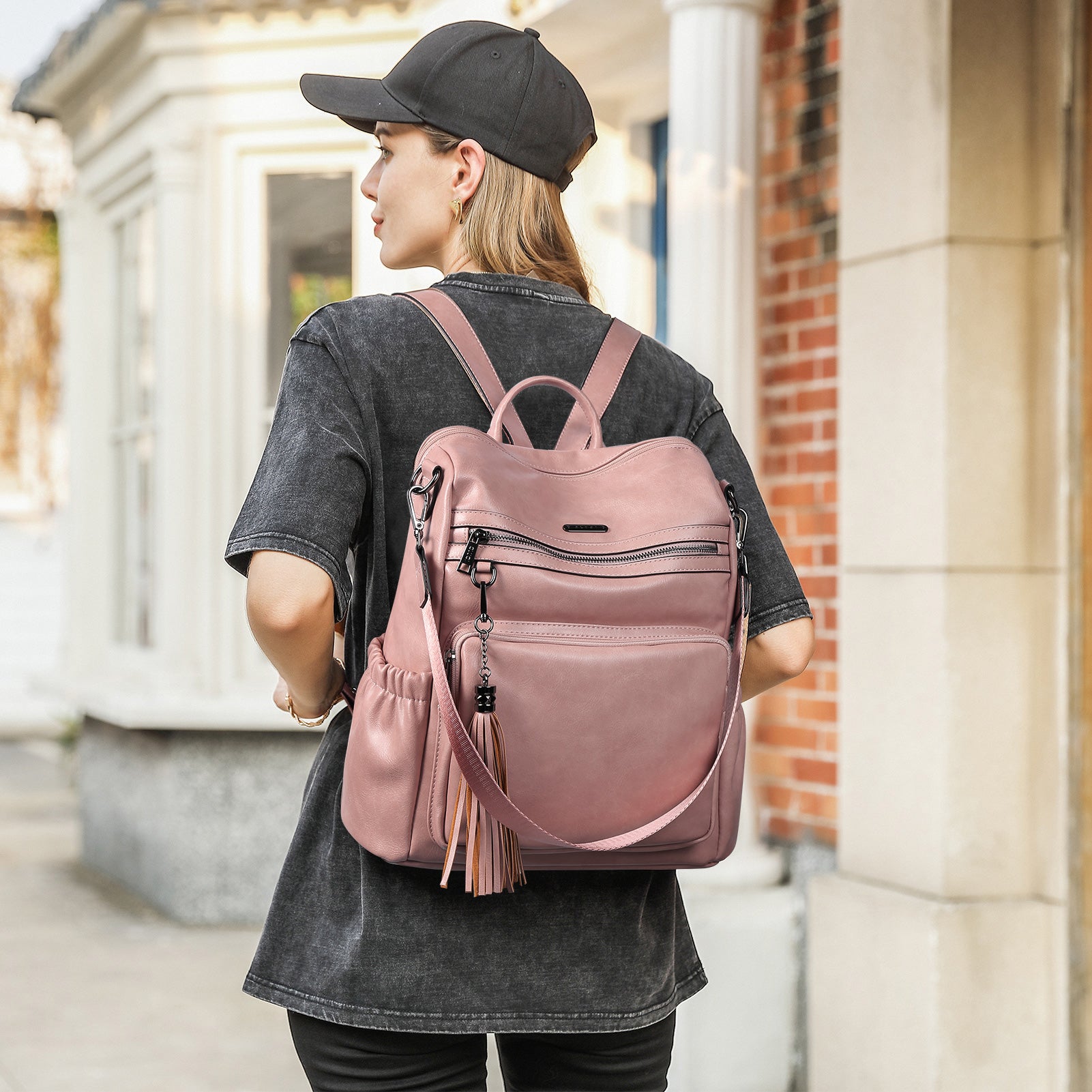 Greene Women's Leather Backpack Purse For Commuting | Oil Wax