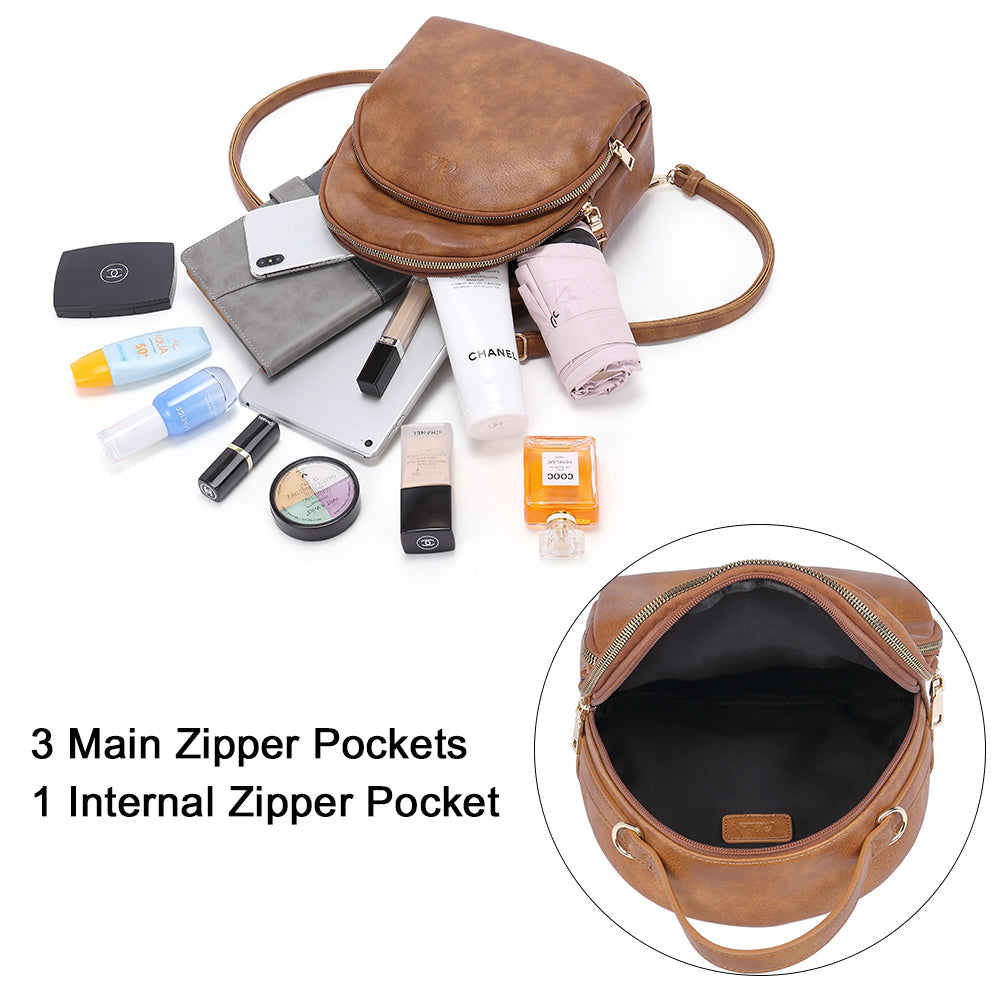 Garbutt Convertible Vegan Leather Mini Backpack Purse For Women