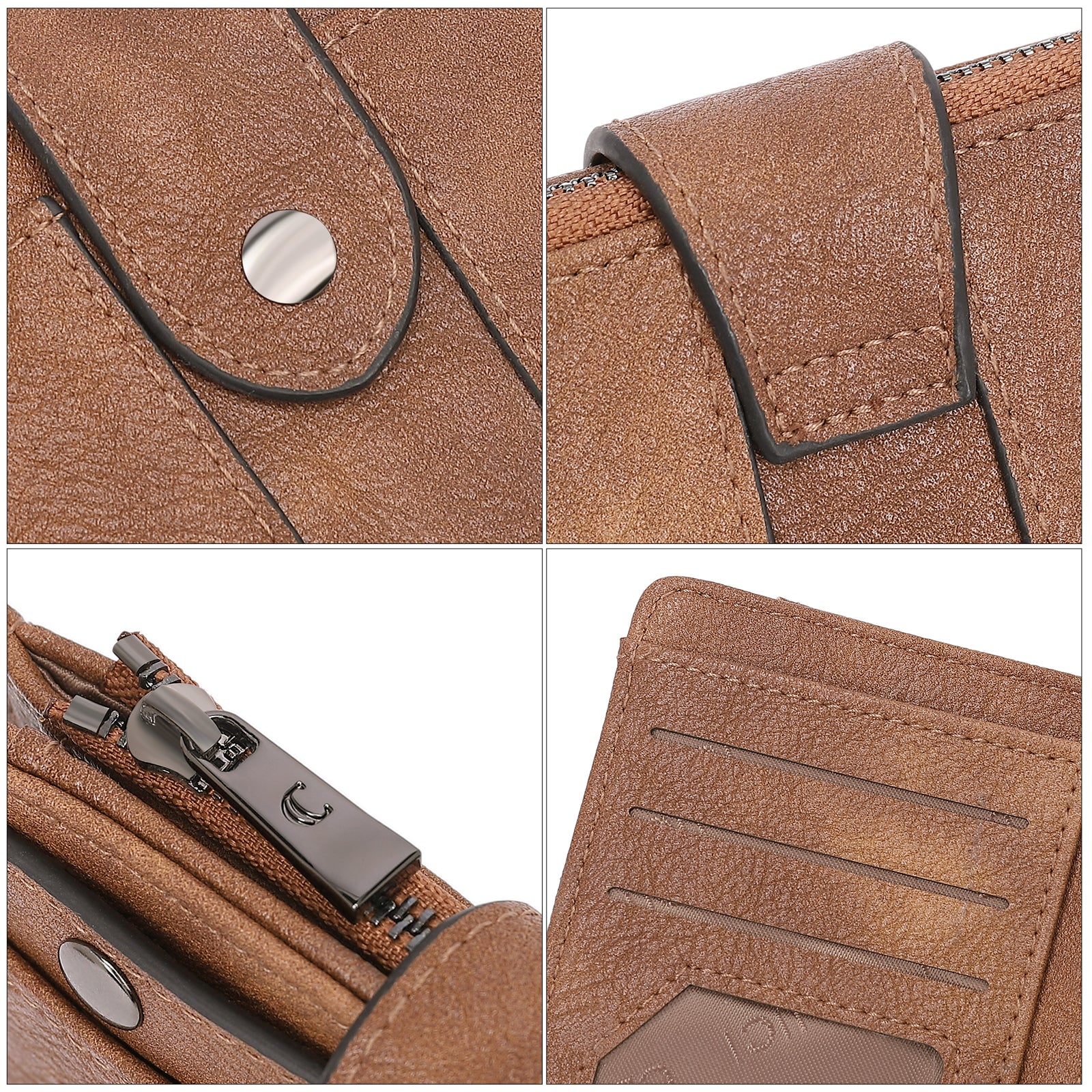 CLUCI Women Wallet Soft Leather Designer Trifold Multi Card Organizer Lady  Clutch Beige