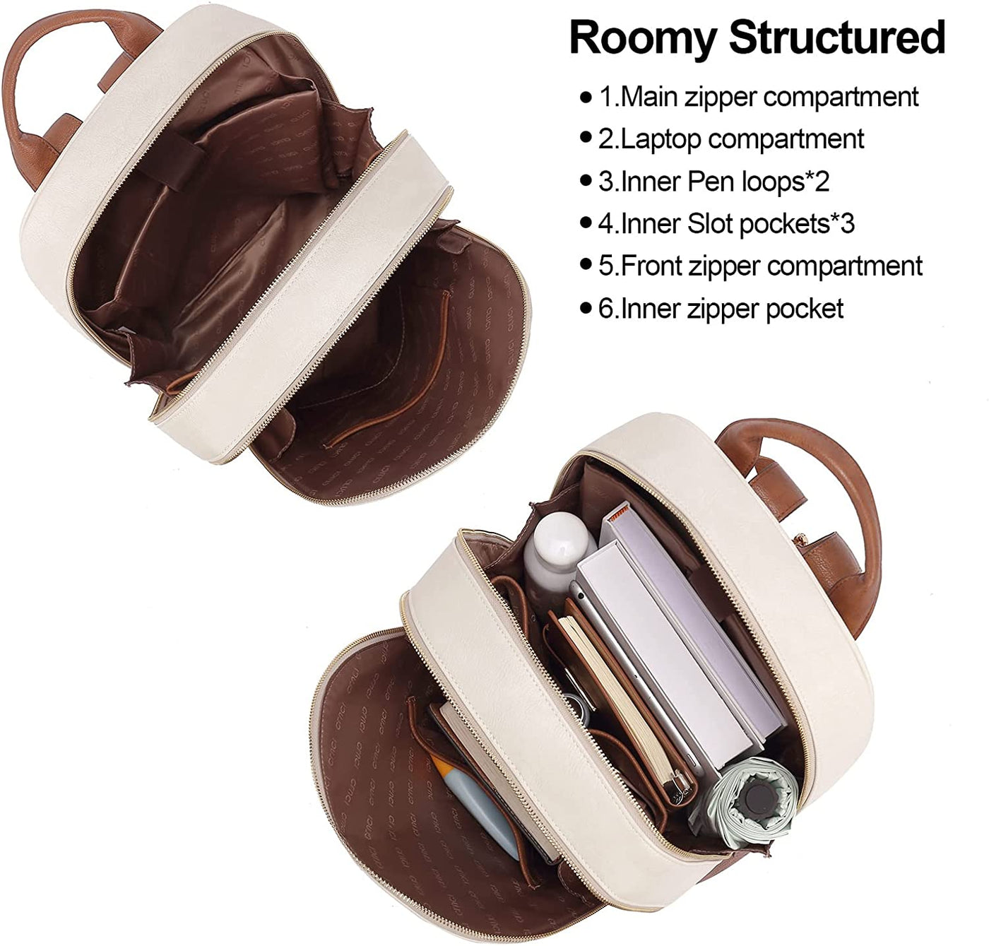 CLUCI Laptop Backpack for Women Leather 15.6 inch Computer Backpack Tr