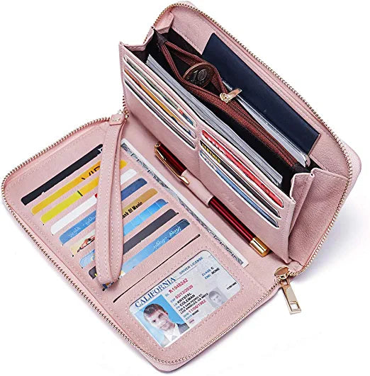 CLUCI Women Wallet Large Leather RFID Blocking Designer Zip Around Card Holder Organizer Ladies Travel Clutch Wristlet