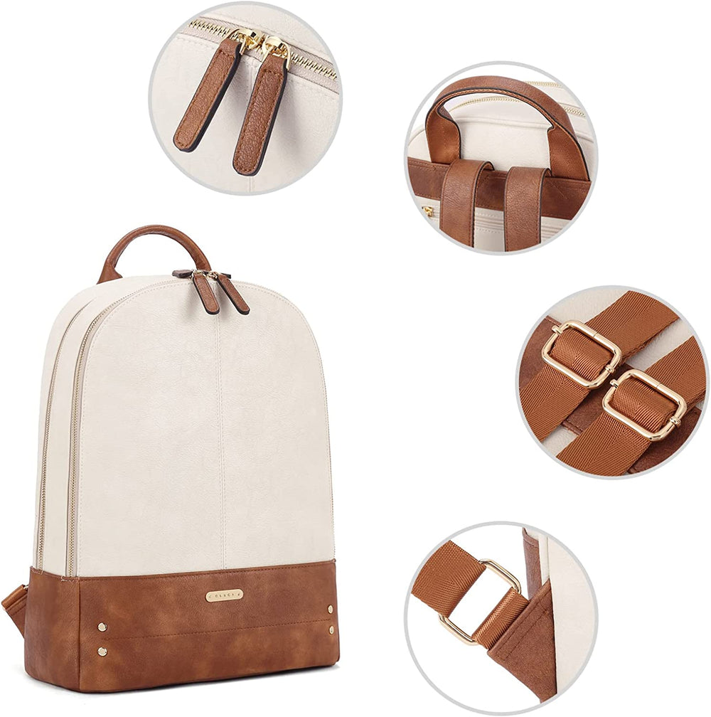CLUCI Laptop Backpack for Women Leather 15.6 inch Computer Backpack Tr