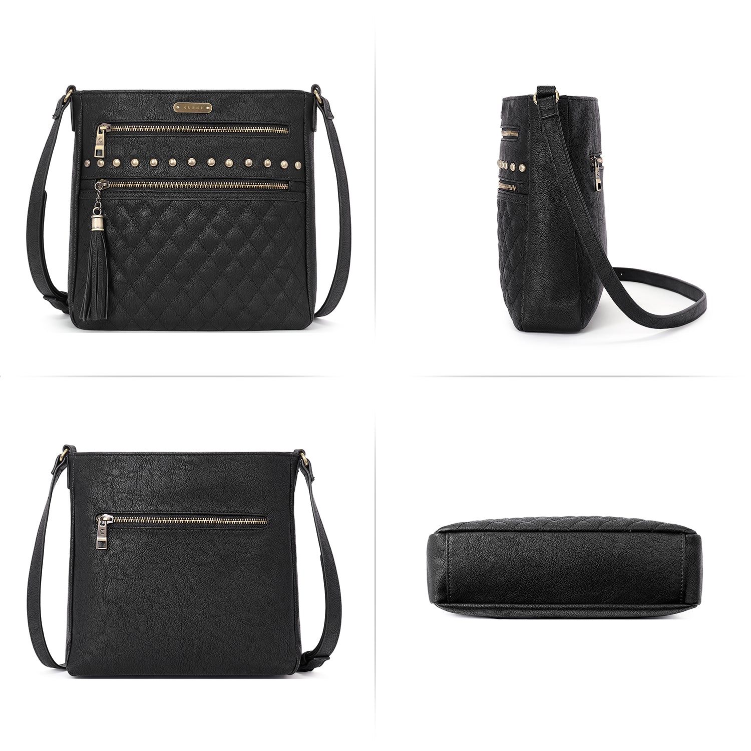 Leather Messenger Tassel Bag Multiple Pockets