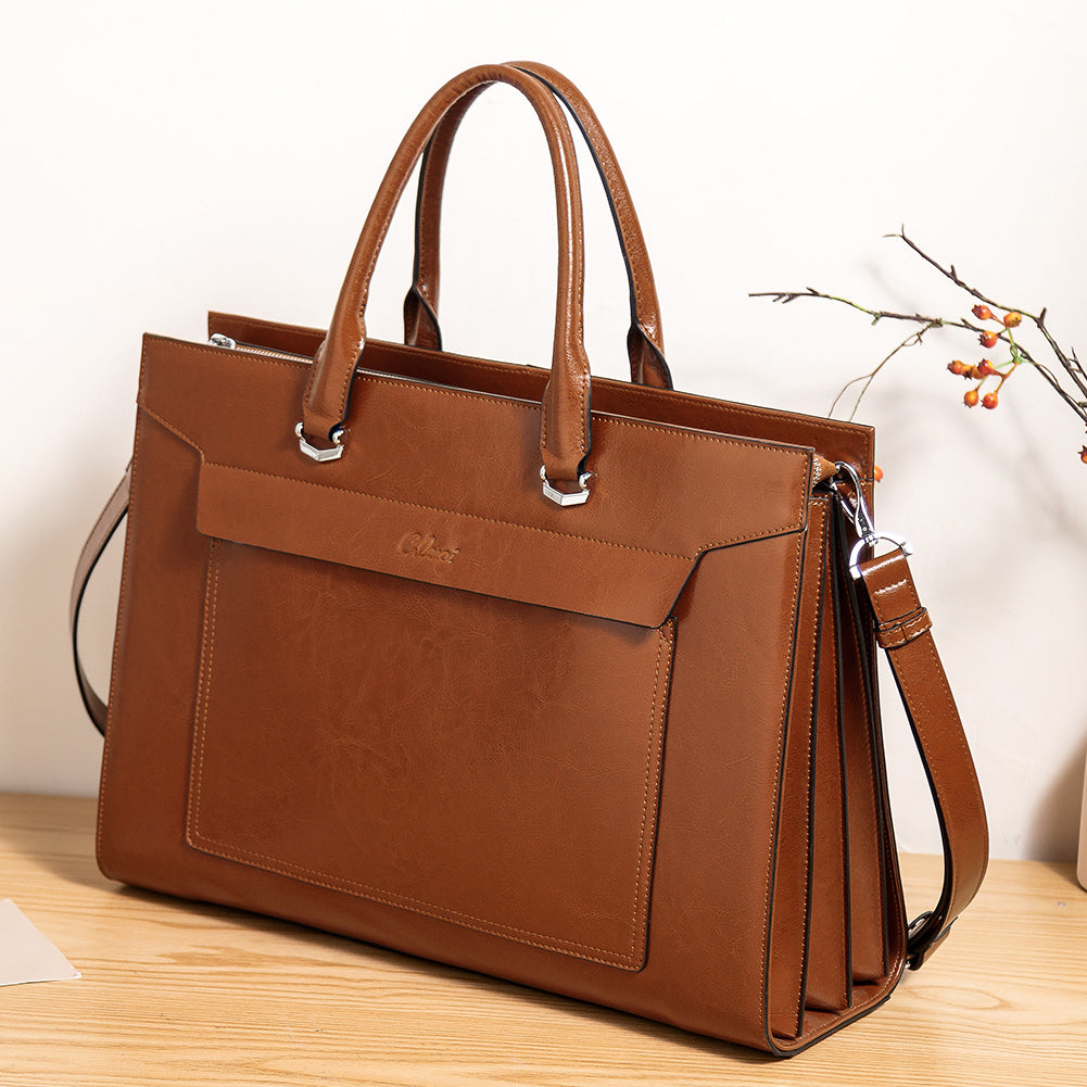 CLUCI Laptop Totes for Women Genuine Leather Large offers Ladies Shoulder Bag